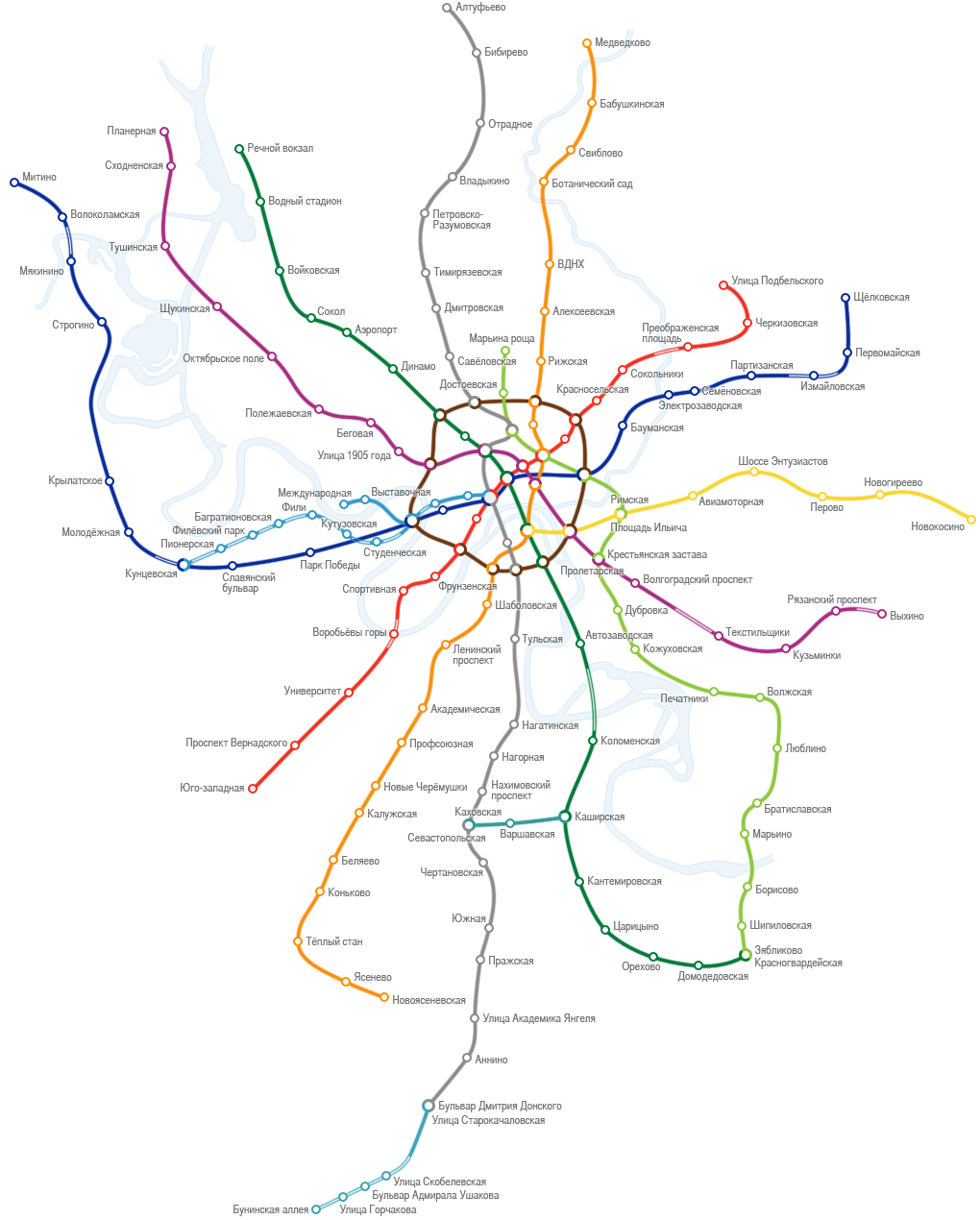 Карта метро Москвы — схема московского метро, на которой линии и станции расположены в соответствии с картой Москвы